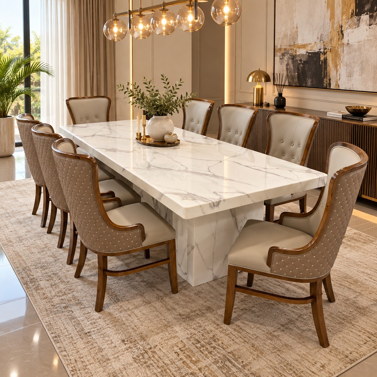 Victoria 8 Seater Marble Dining Set