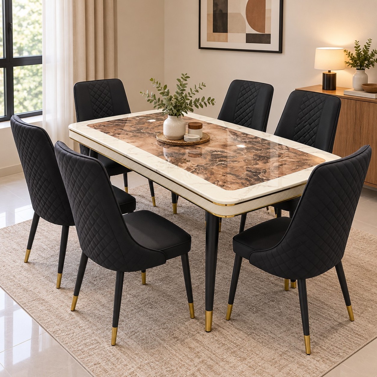 Marco 6 Seater Marble Dining Set