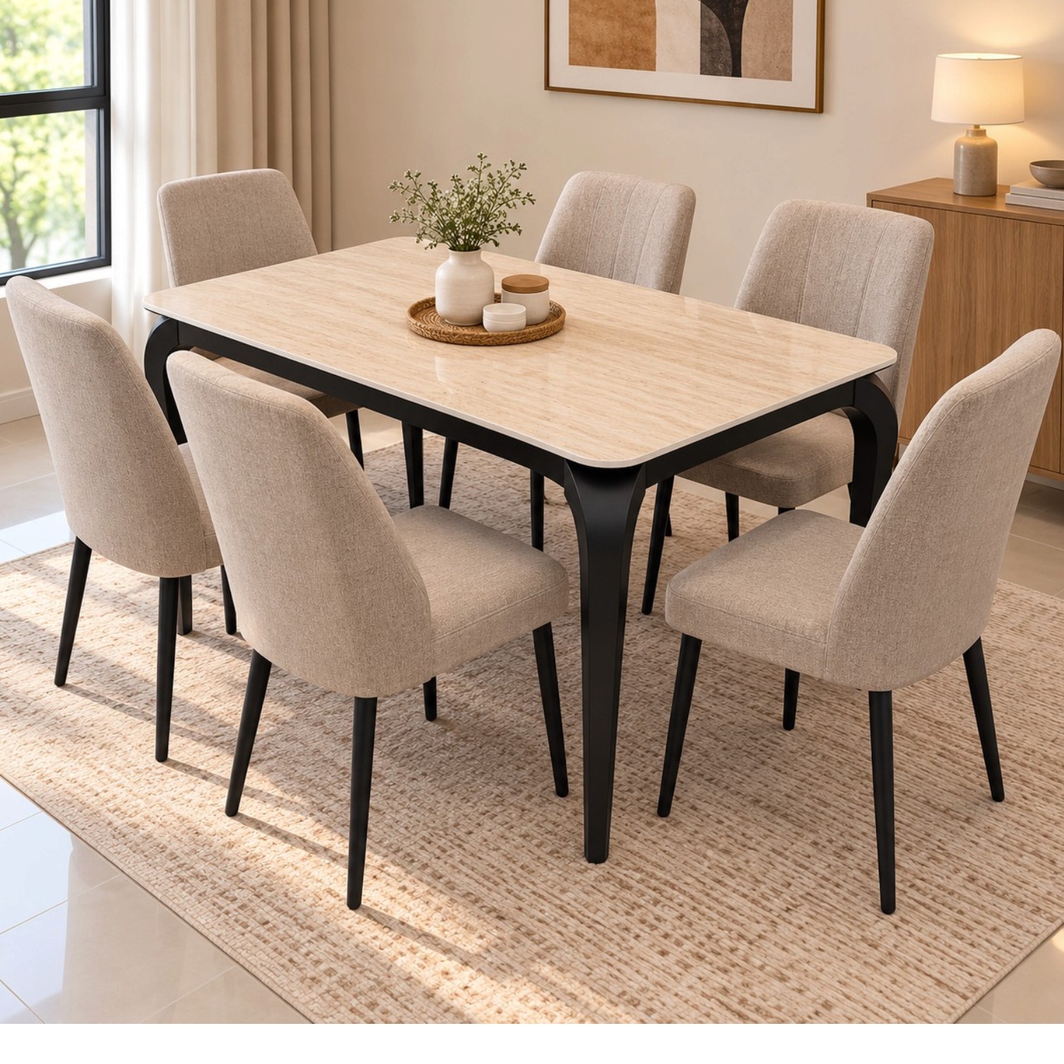Milan 6 Seater Stone Dining Set