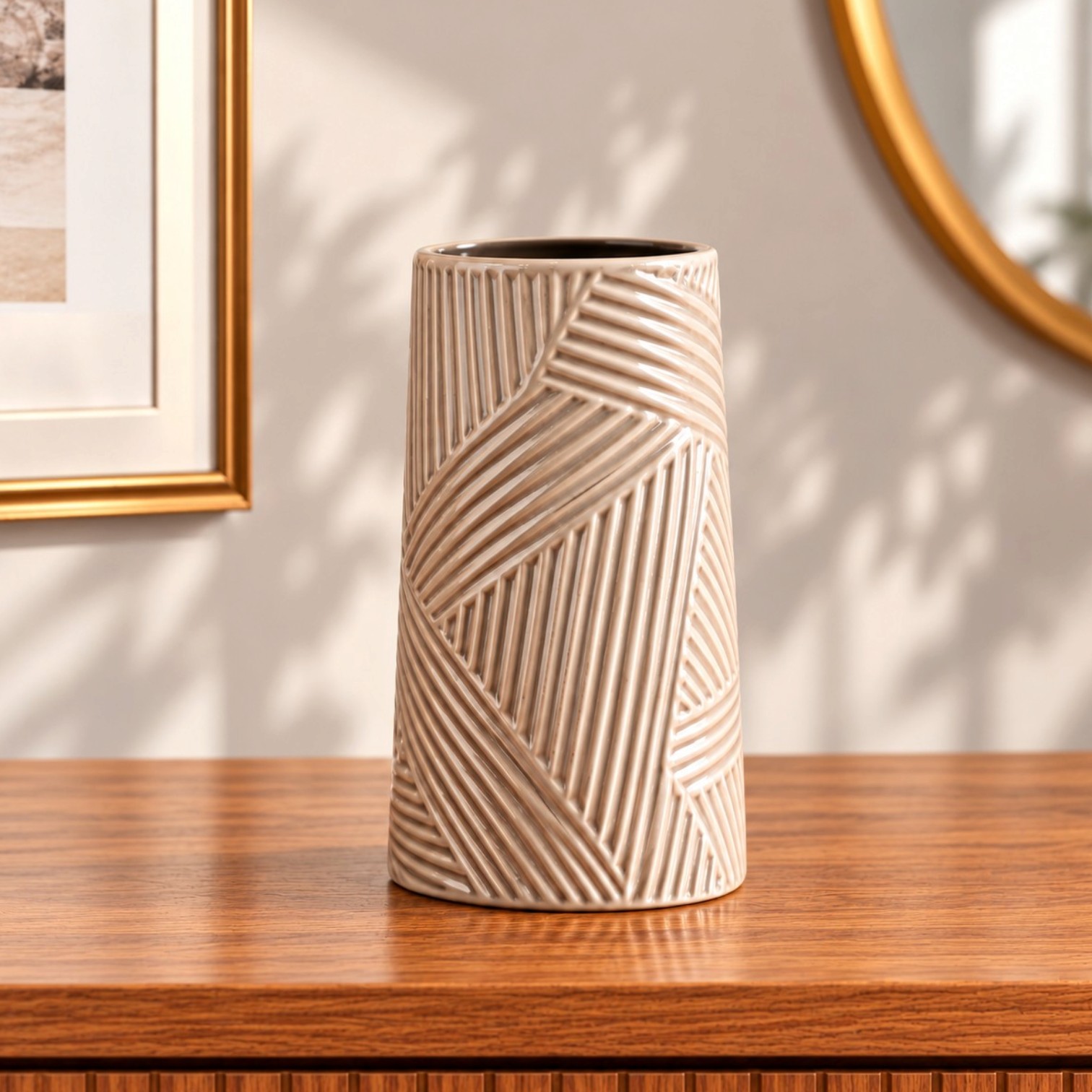 Ribbed Ceramic Vase