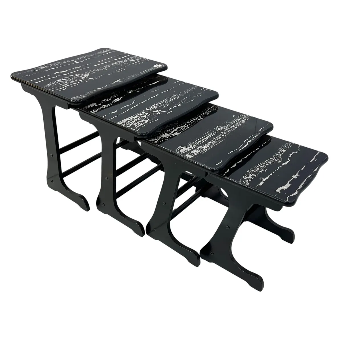 Black Stone Print Nesting Table Set