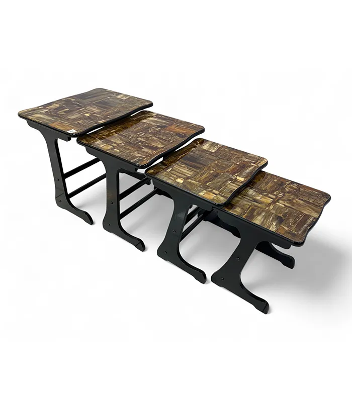 Brown Stone Print Nesting Table Set