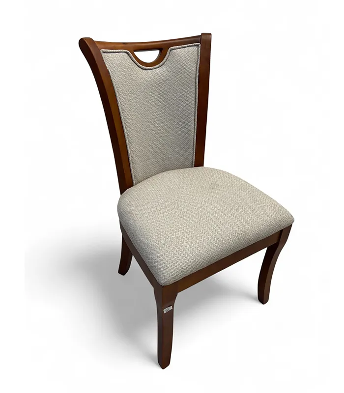 Camden Upholstered Dining Chair – Walnut & Beige