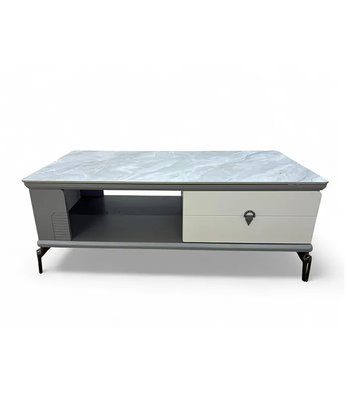 GREY & WHITE MARBLE COFFEE TABLE (A57)